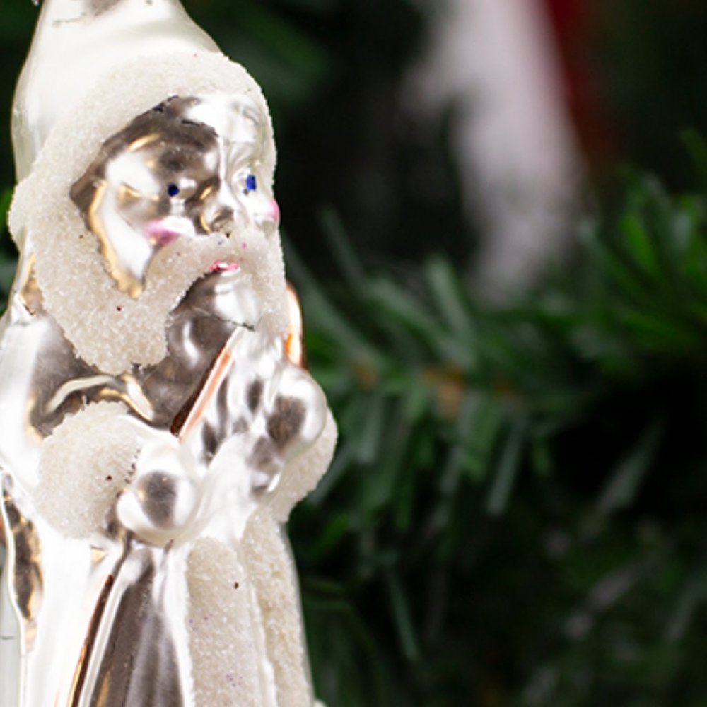 White Robed Santa, Vintage Old World Christmas Glass Ornament